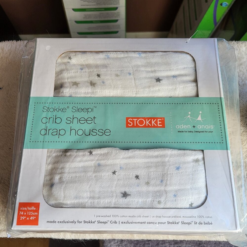 Aden Anais Stokke Sleepi fitted Crib Sheet 29” X 49” 100% cotton muslin BNIB